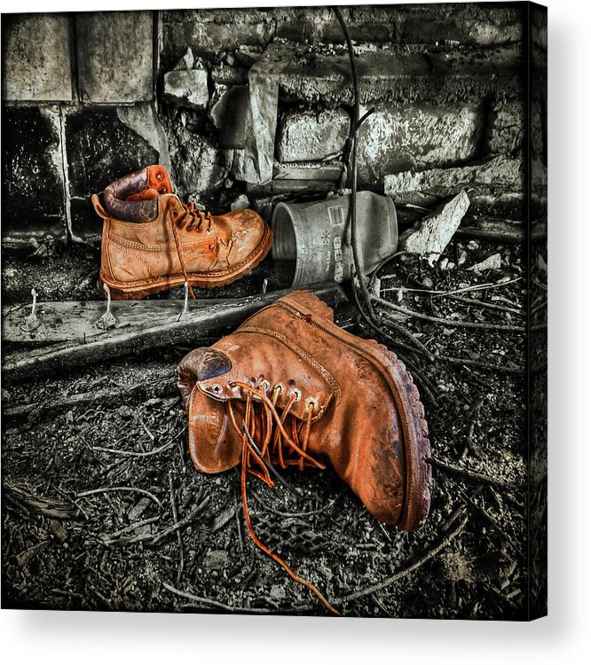 Boot Acrylic Print featuring the photograph End of the Road by Evelina Kremsdorf