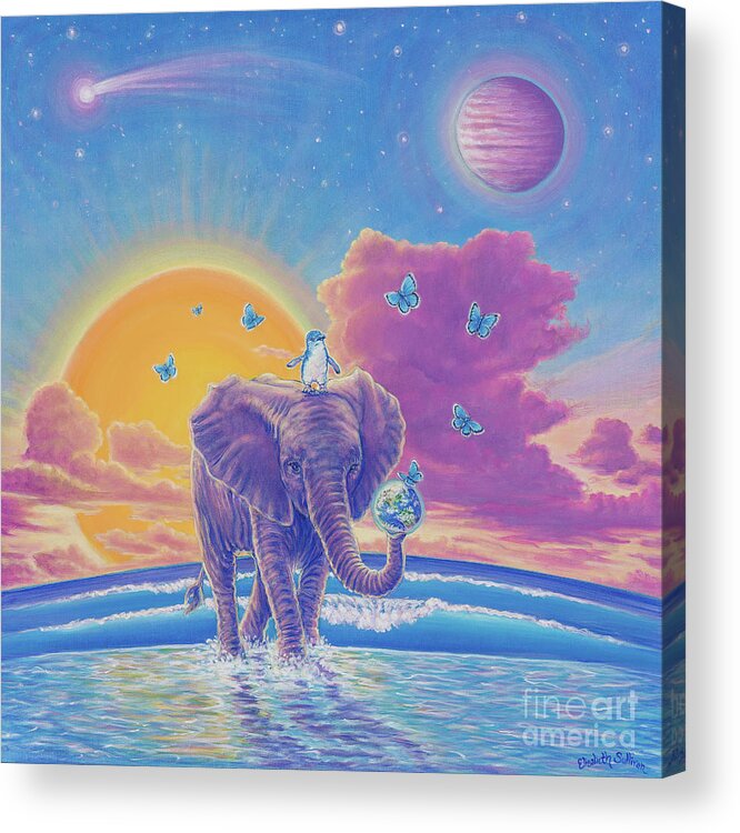  Elephant Acrylic Print featuring the painting Endangered by Elisabeth Sullivan