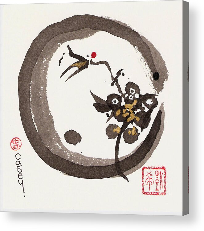 Sumi. Sumi-e Acrylic Print featuring the painting Enso One by Casey Shannon