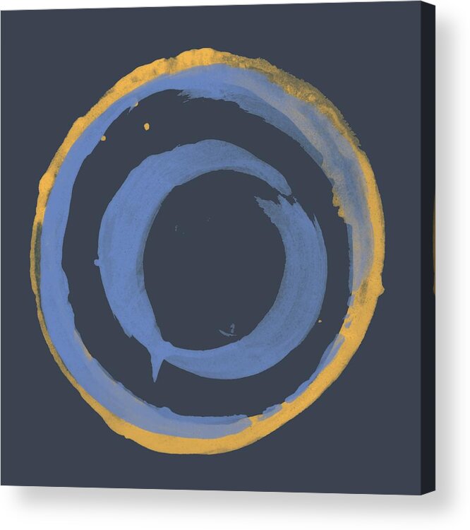 Blue Acrylic Print featuring the painting Enso T Blue Orange by Julie Niemela