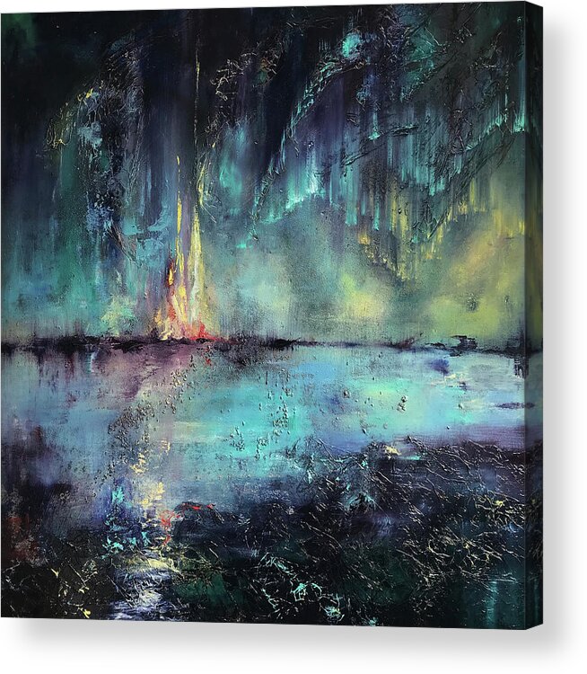 Northern Lights Acrylic Print featuring the painting Erluption by Alexandra Louie