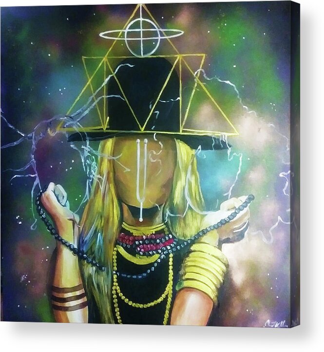 Erykah Badu My Muse Acrylic Print featuring the painting Erykah the Universe by Femme Blaicasso