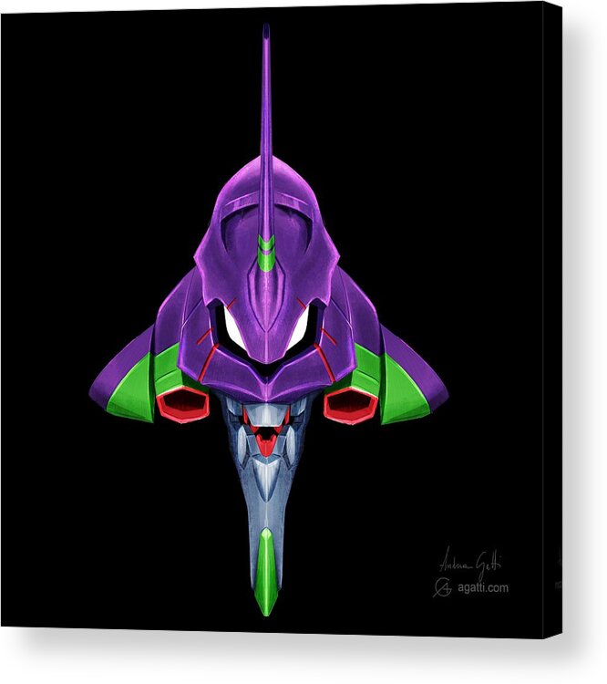 Sci-fi Acrylic Print featuring the digital art Eva01 by Andrea Gatti