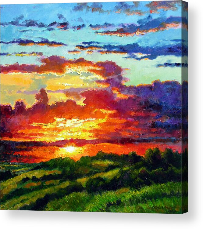 Sunset Acrylic Print featuring the painting Evenings Final Glow by John Lautermilch