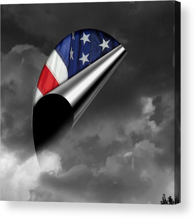 Flag Acrylic Print featuring the photograph every Cloud has a Lining by Karen Musick