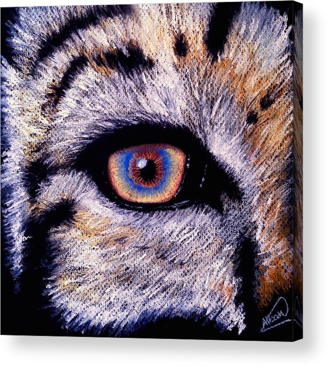 Tiger Acrylic Print featuring the drawing Eye of a Tiger by Alban Dizdari