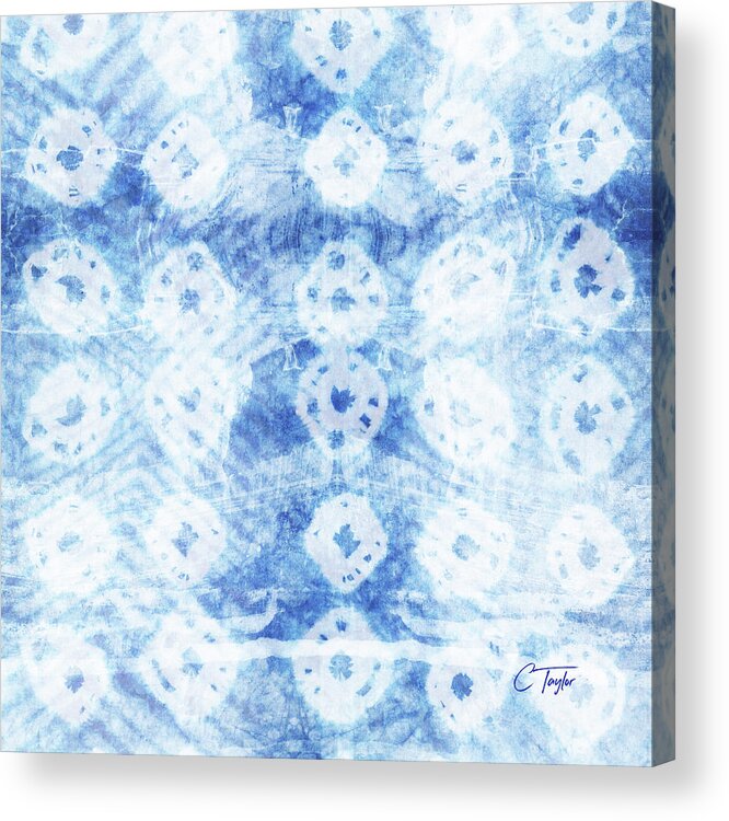 Ikat Acrylic Print featuring the tapestry - textile Faded Indigo by Colleen Taylor