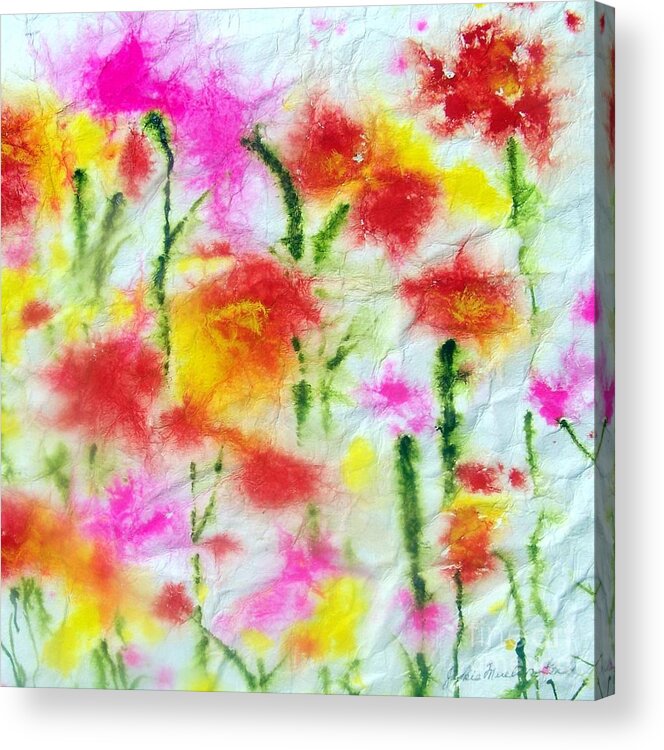 Flowers Acrylic Print featuring the painting Fading Flowers by Jackie Mueller-Jones