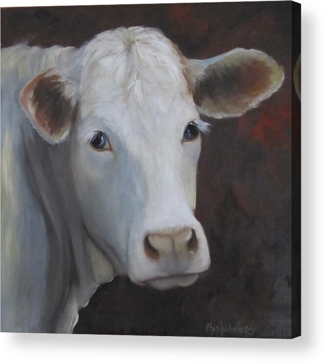 Cow Acrylic Print featuring the painting Fair Lady Cow Painting by Cheri Wollenberg