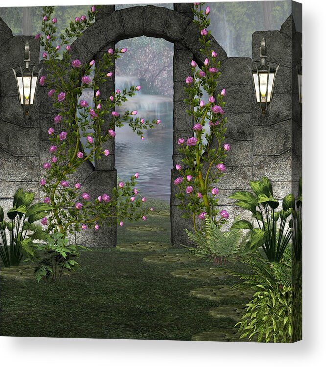 Graphics Acrylic Print featuring the digital art Fairies Door by Digital Art Cafe