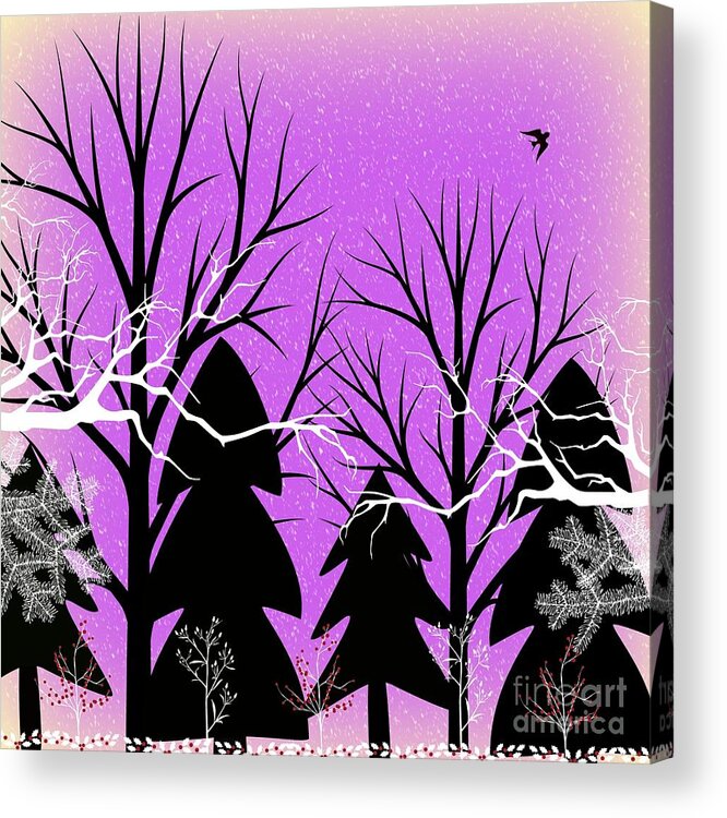 Forest Acrylic Print featuring the digital art Fantasy Forest by Diamante Lavendar