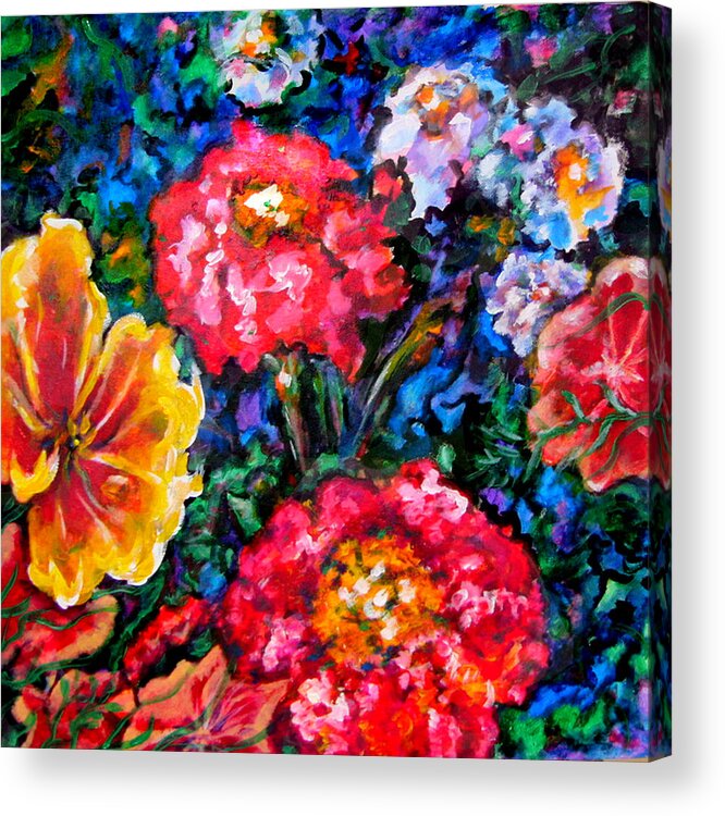 Floral Acrylic Print featuring the painting Fetching Frivolity by Laura Heggestad