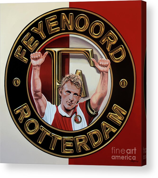 Feyenoord Acrylic Print featuring the painting Feyenoord Rotterdam Painting by Paul Meijering