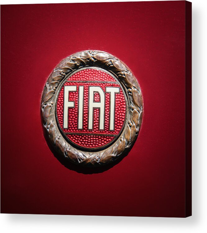 Fiat Emblem Acrylic Print featuring the photograph Fiat Emblem -1621c by Jill Reger