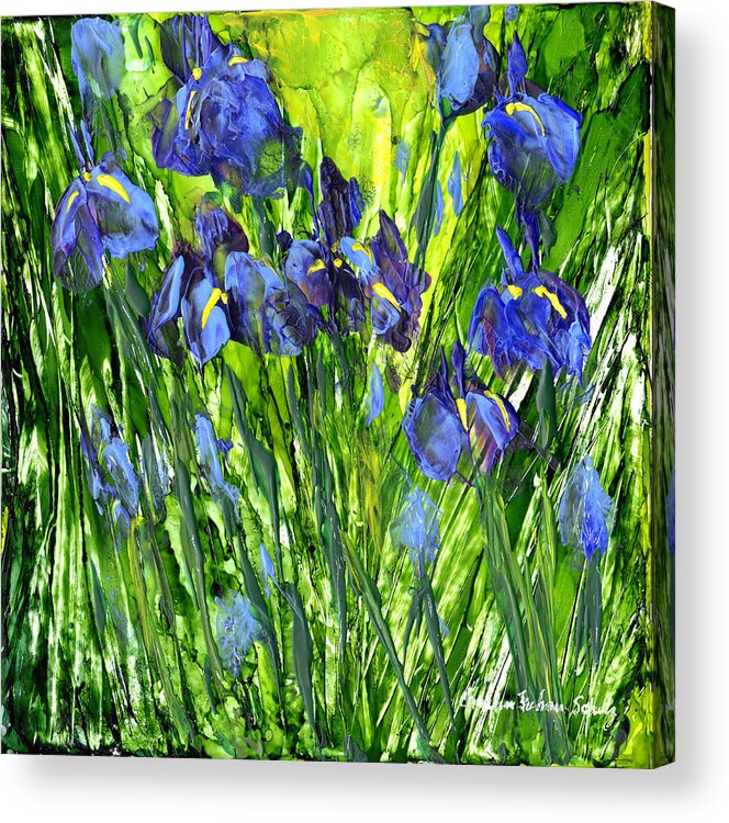 Iris Acrylic Print featuring the painting Field of Irises by Charlene Fuhrman-Schulz