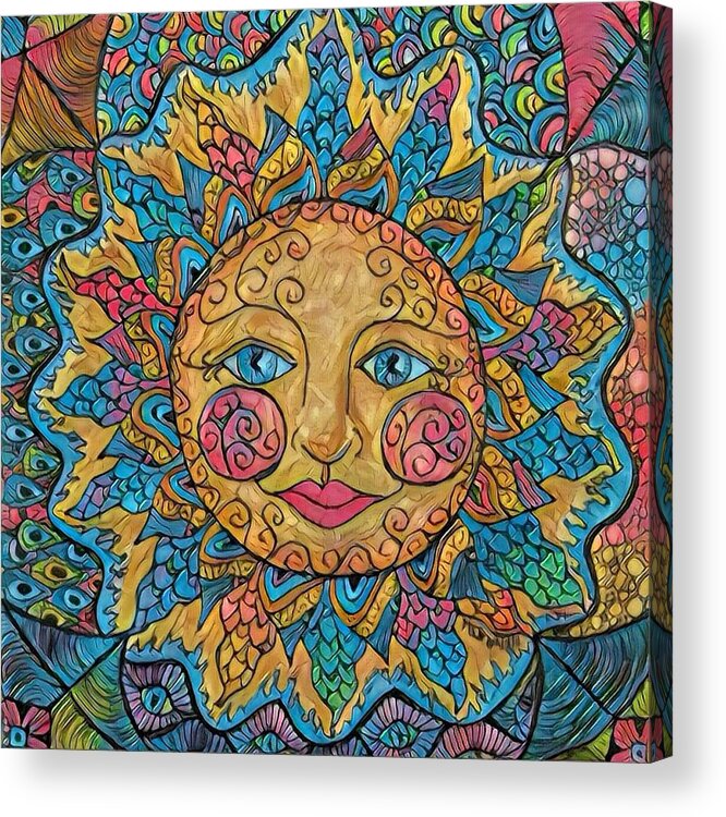Sun Acrylic Print featuring the digital art Fiesta sun by Megan Walsh