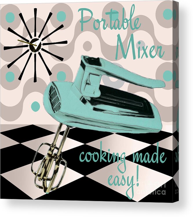 Vintage Mixer Acrylic Print featuring the painting Fifties Kitchen Portable Mixer by Mindy Sommers