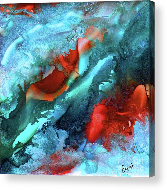 Abstract Acrylic Print featuring the painting Fire and ice by Eunice Warfel