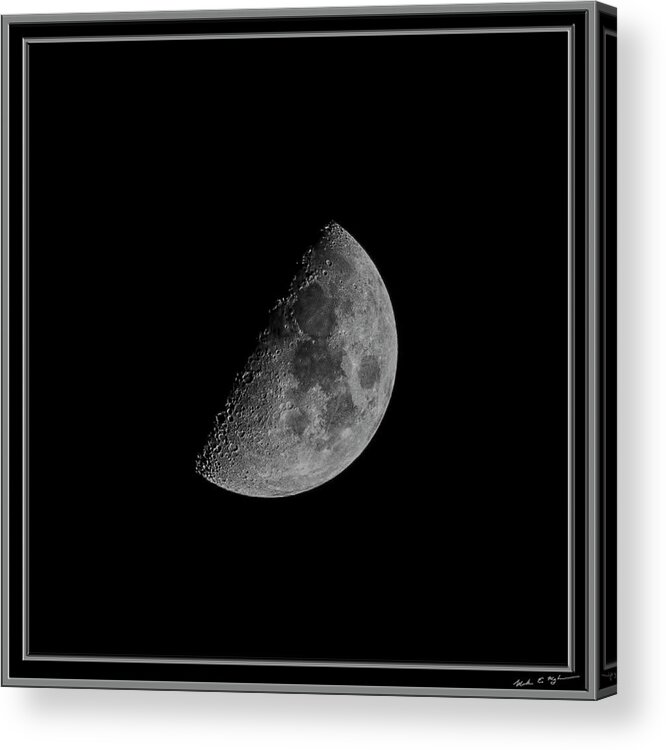 53 Percent Acrylic Print featuring the photograph First Quarter Moon 53 by Mark Myhaver