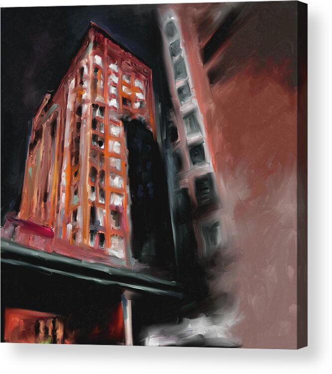 Chicago Acrylic Print featuring the painting Fisher Building 533 2 by Mawra Tahreem