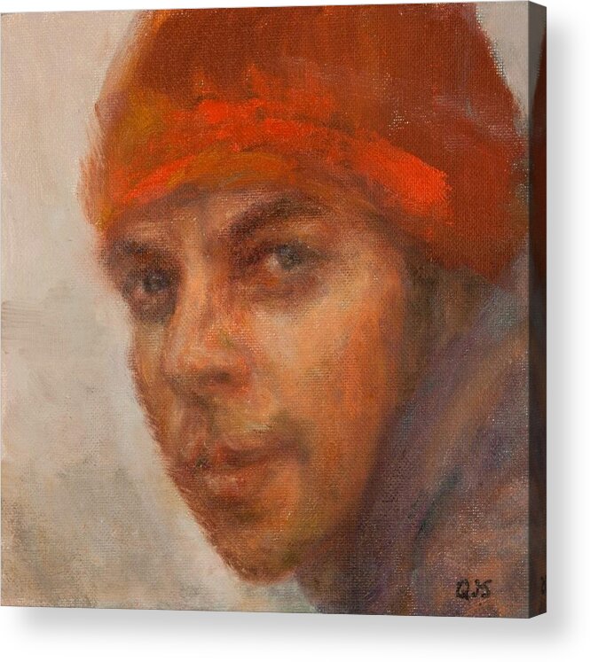 Quin Sweetman Acrylic Print featuring the painting Dreamer Impressionist Painting Portrait by Quin Sweetman
