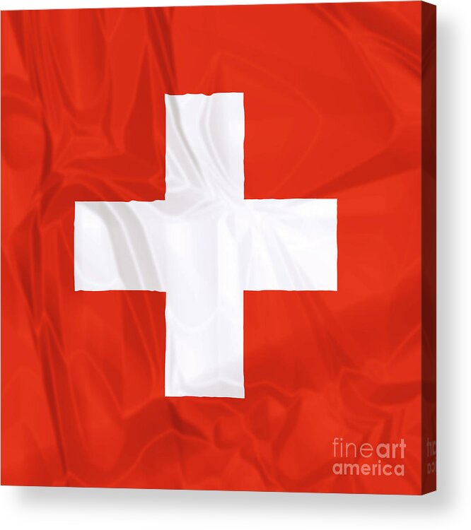 Switzerland Acrylic Print featuring the photograph Flag of Switzerland by Benny Marty
