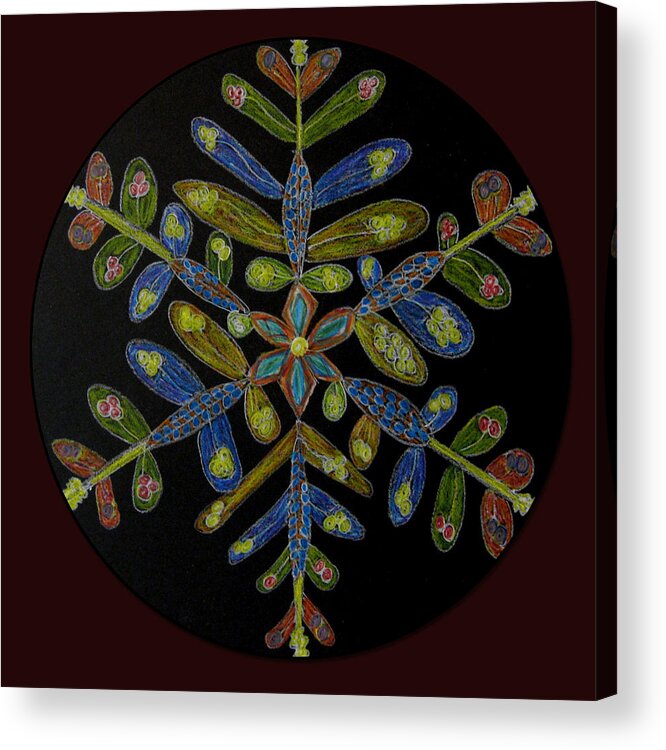 Flower Acrylic Print featuring the drawing Flower of Many Colors by Patricia Januszkiewicz