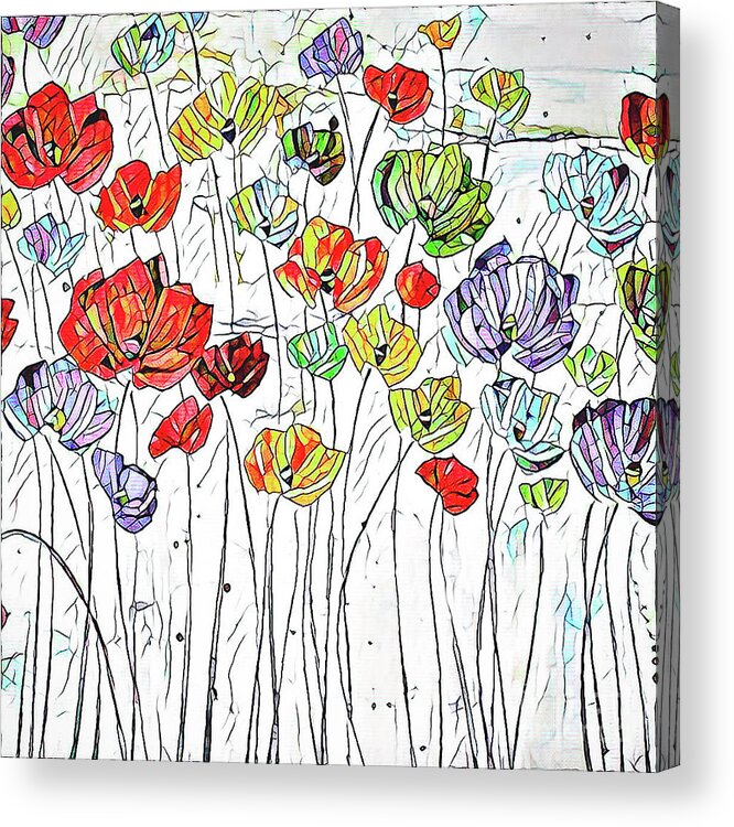 Spring Flowers Acrylic Print featuring the mixed media Flower Stems 22 by Toni Somes