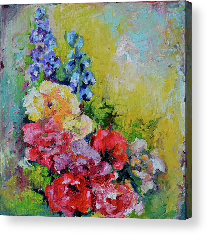 Flowers Bouquet Blue Red And Yellow Flowers Original Modern