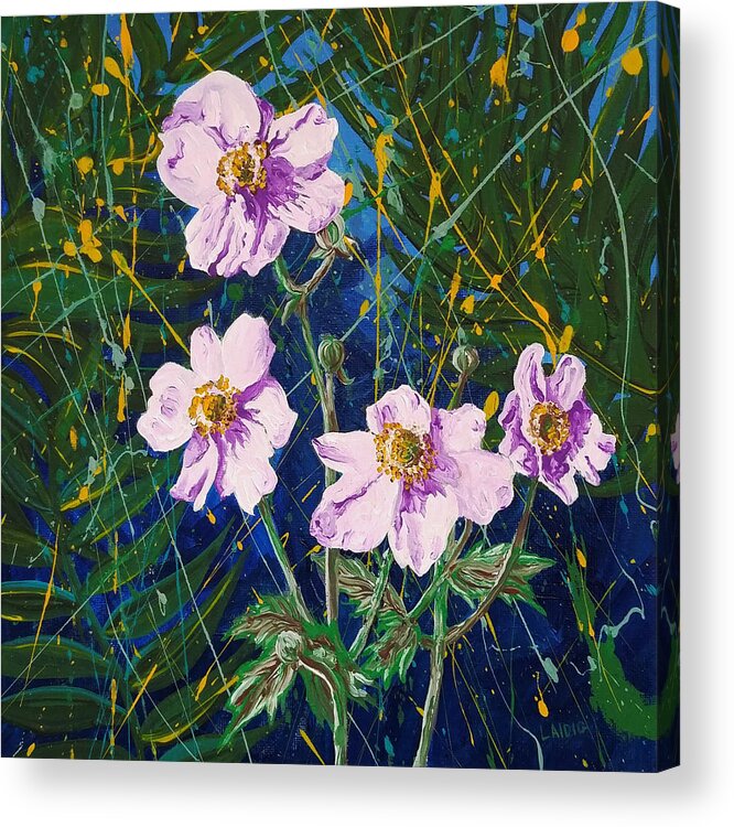 Flowers Acrylic Print featuring the painting Flowers In My Father's Yard by Aarron Laidig