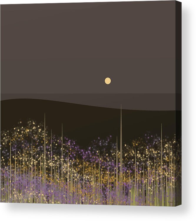 Flowers In The Moonlight Acrylic Print featuring the digital art Flowers in the Moonlight by Val Arie