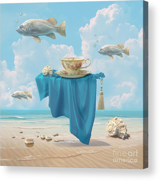 Fish Acrylic Print featuring the digital art Flying fish by Alexa Szlavics