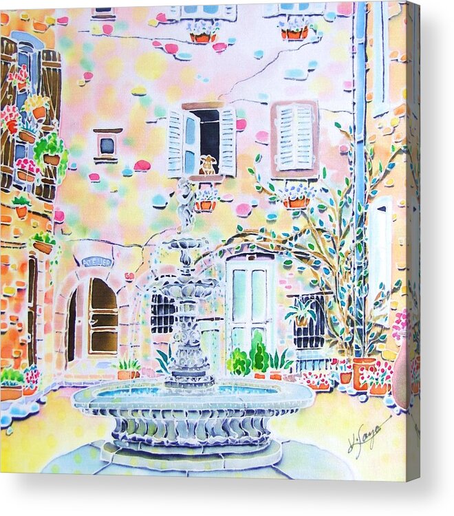 Fountain Acrylic Print featuring the painting Fontaine by Hisayo OHTA
