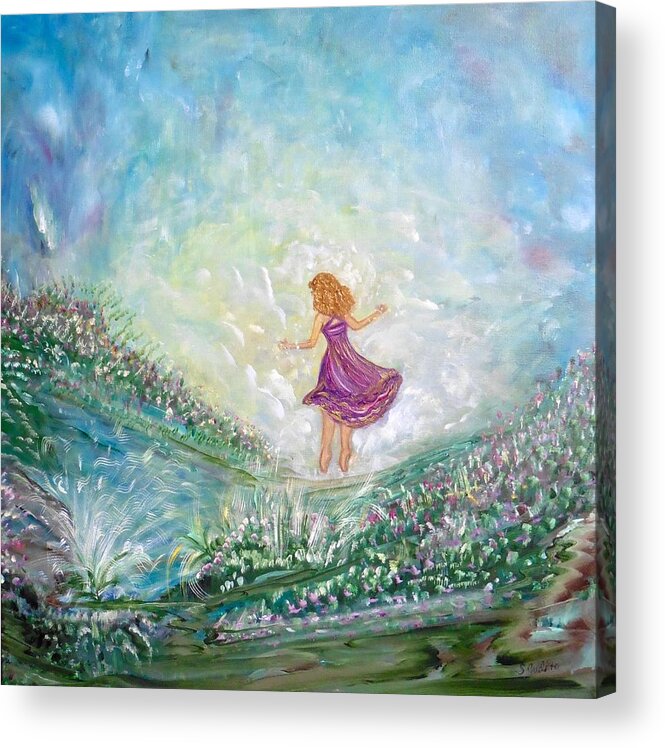 Whimsical Landscape Acrylic Print featuring the painting Footloose by Sara Credito