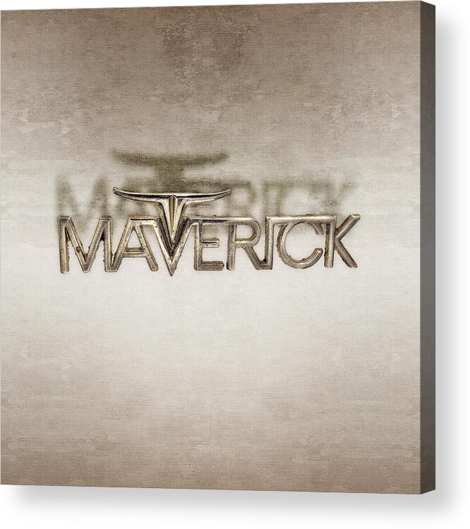 Automotive Acrylic Print featuring the photograph Ford Maverick Badge by YoPedro