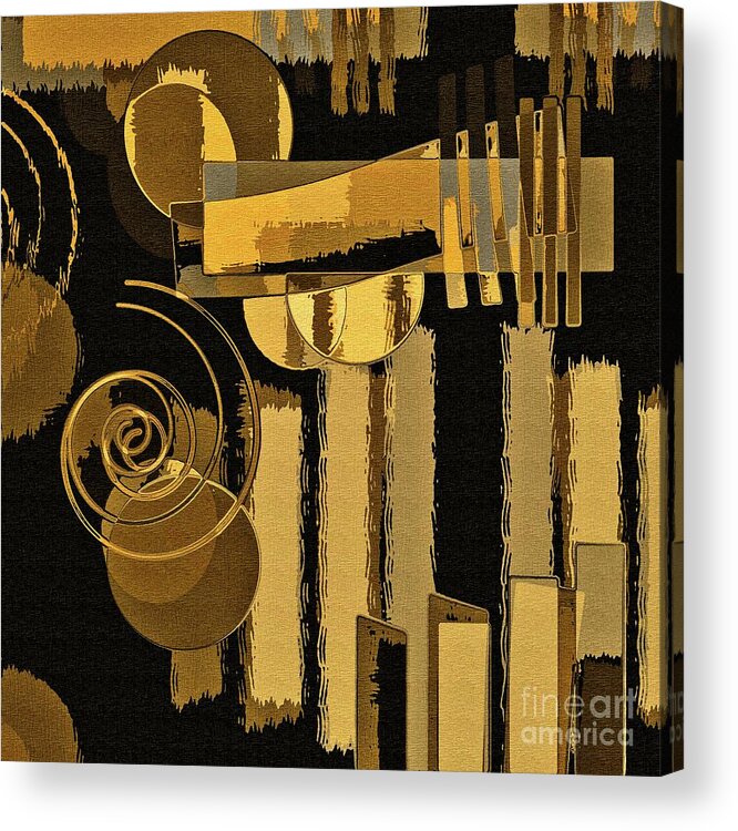 Gold Acrylic Print featuring the digital art Formes - ab8bt3b by Variance Collections