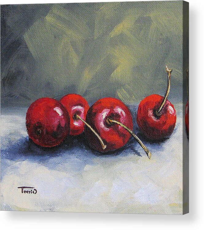 Cherry Acrylic Print featuring the painting Four Cherries by Torrie Smiley