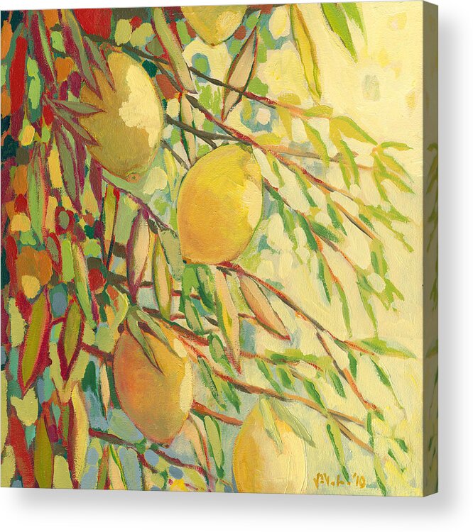 Lemon Acrylic Print featuring the painting Four Lemons by Jennifer Lommers