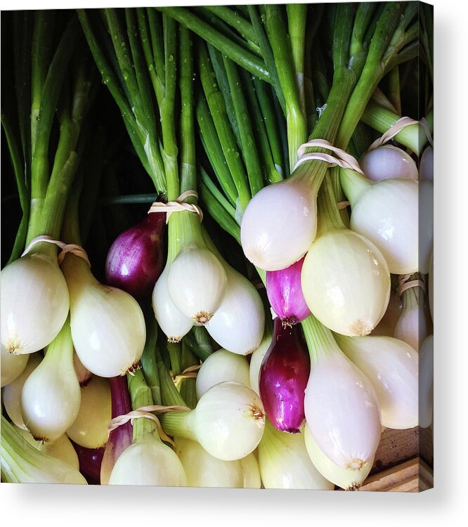 Onion Acrylic Print featuring the photograph Fresh onions at the market by GoodMood Art