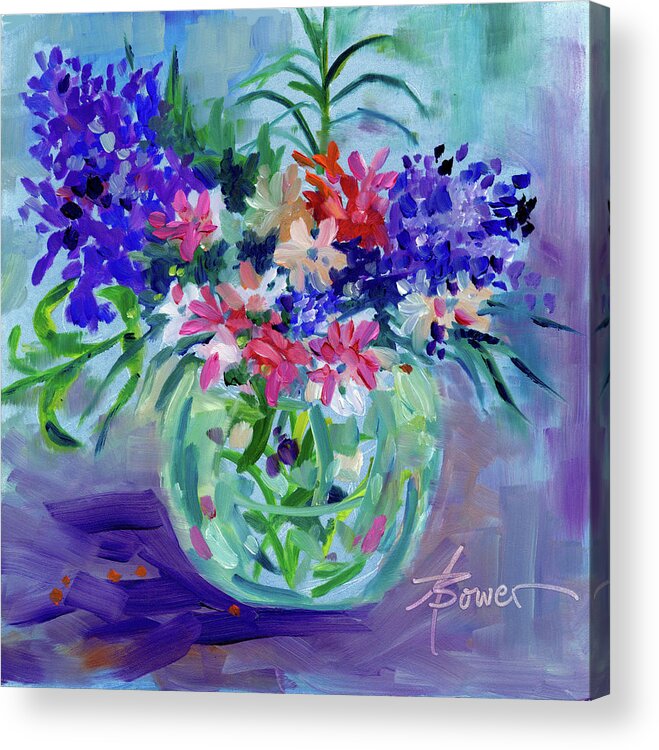 Flowers Acrylic Print featuring the painting Friendly Bunch by Adele Bower