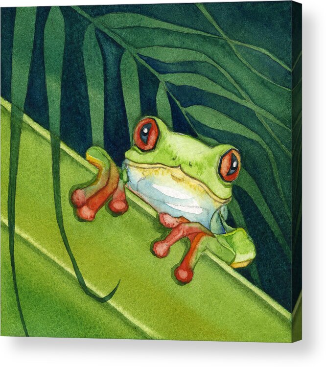  Acrylic Print featuring the painting Frog Peek by Lyse Anthony
