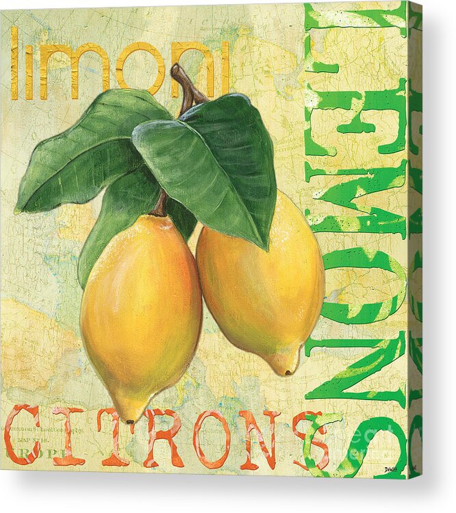 Lemon Acrylic Print featuring the painting Froyo Lemon by Debbie DeWitt