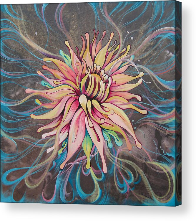 Chrysanthemum Acrylic Print featuring the painting Full Bloom by Shadia Derbyshire