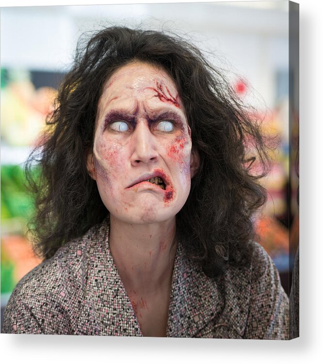 Zombie Acrylic Print featuring the photograph Funny zombie grimace by Matthias Hauser