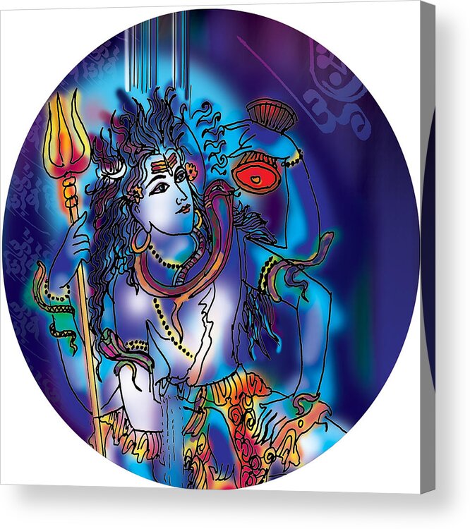 Shiva Acrylic Print featuring the painting Gangeshvar Shiva by Guruji Aruneshvar Paris Art Curator Katrin Suter