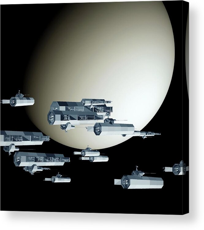  Acrylic Print featuring the digital art Geometry spaceships by GuoJun Pan