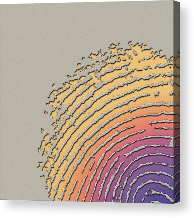 Inconsequential Beauty By Serge Averbukh Acrylic Print featuring the photograph Giant Iridescent Fingerprint on Beige by Serge Averbukh