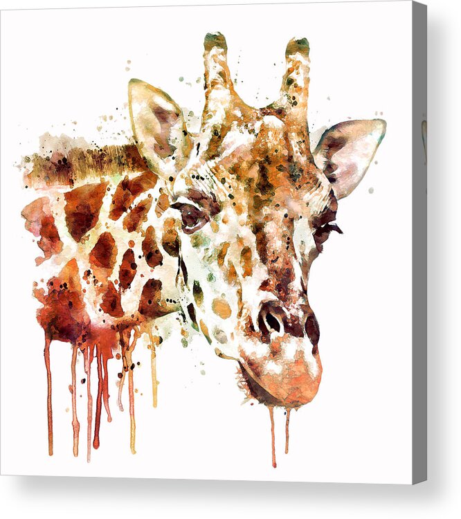 Giraffe Acrylic Print featuring the painting Giraffe Head by Marian Voicu