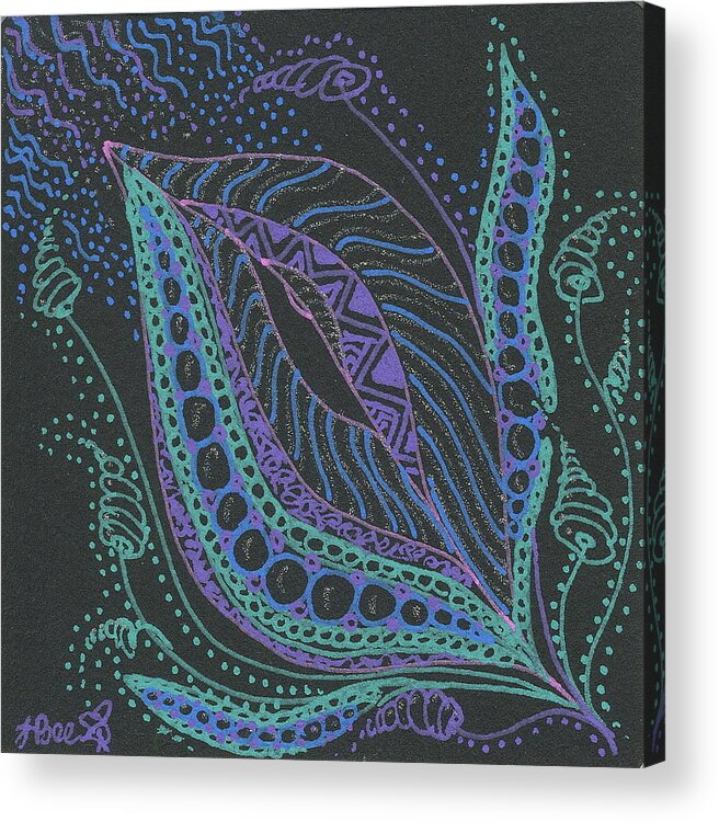 Glitter Acrylic Print featuring the drawing Glitter Flower by Jan Steinle