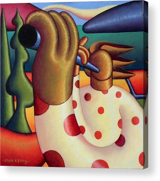 Gloss Acrylic Print featuring the painting Gloss Musician in softscape by Alan Kenny